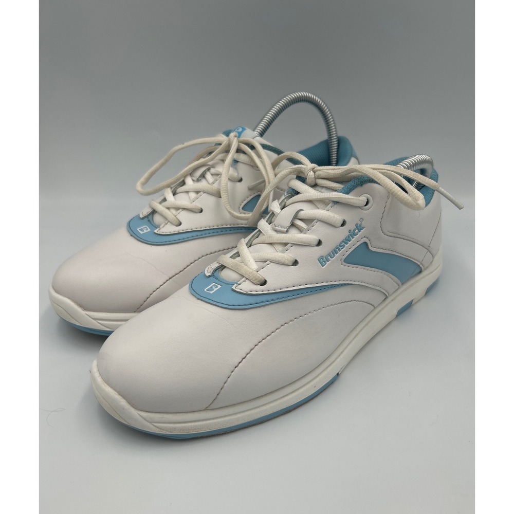 Brunswick Silk Women's Size 9.5 White Light Blue Bowling Shoes Athletic Lace Up